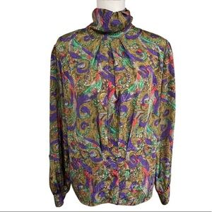 Nicola vintage paisley slim slouch and button neck blouse. Size 12 in EUC.